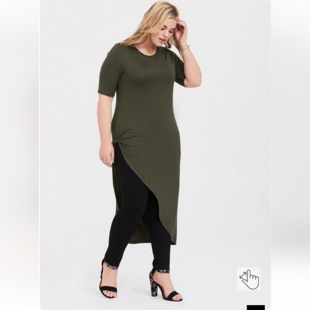 Super Soft Crew Knotted Asymmetrical Tunic Tee